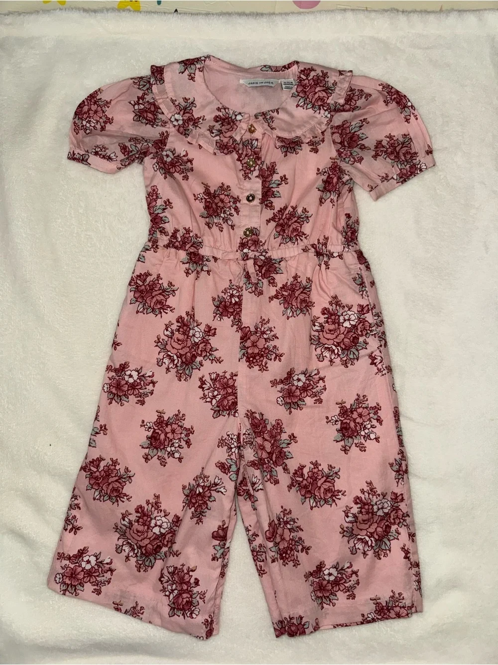 Janie and Jack Pink Floral Button-Front Jumpsuit